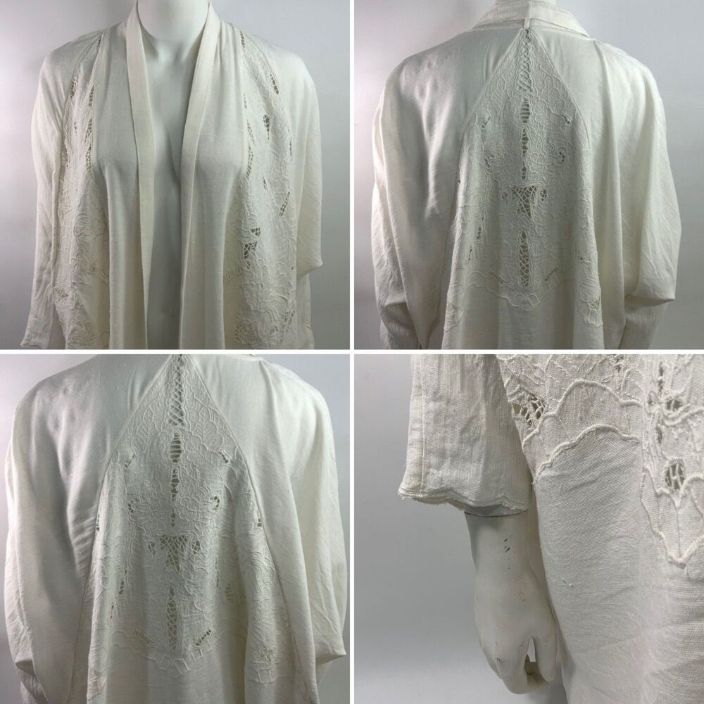 Free People Kimono Cool Nights Cutwork Embroidered Cardigan Jacket M - Picture 7 of 9